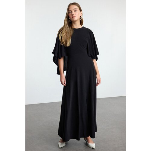 Trendyol Black Relaxed Fit Skater Maxi Stretch Knit Dress Slike