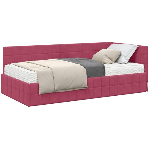  Kutni krevetni okvir s madracem 2 kom. Vinska crvena 90 x 190 cm Slike