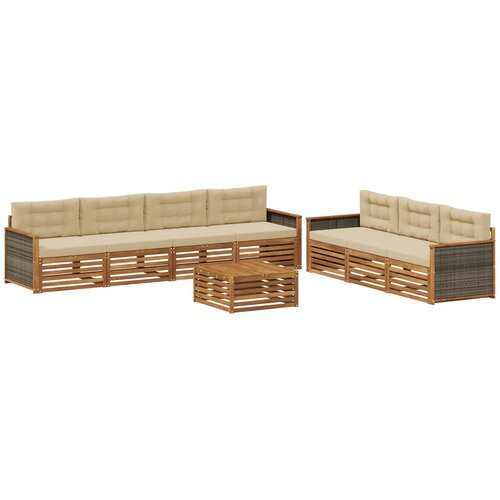 vidaXL Zunanja garnitura za sedenje z blazino 8 pcs Naravna in bež, (5000282524) Cene