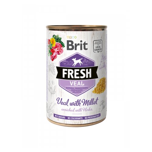 Brit Fresh Dog Veal with Millet 400g - 6 konzervi Slike