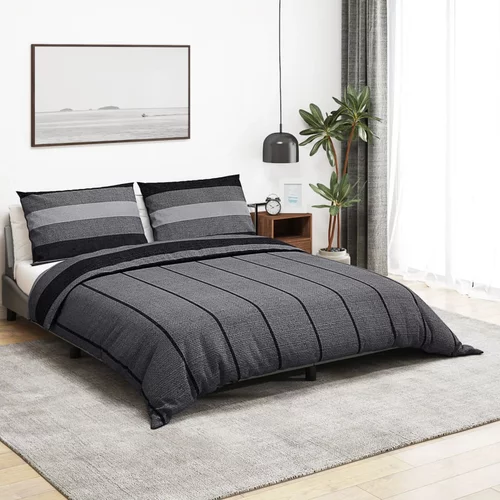  Set posteljine za poplun tamnosivi 260 x 240 cm pamučni