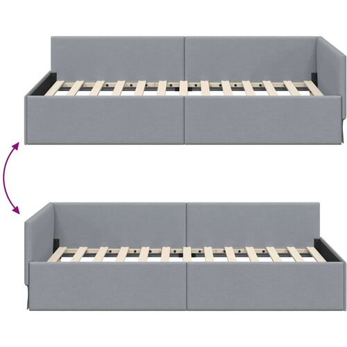 VidaXL Kutni okvir kreveta s uzglavljem Svjetlosiva 90 x 200 cm Slike