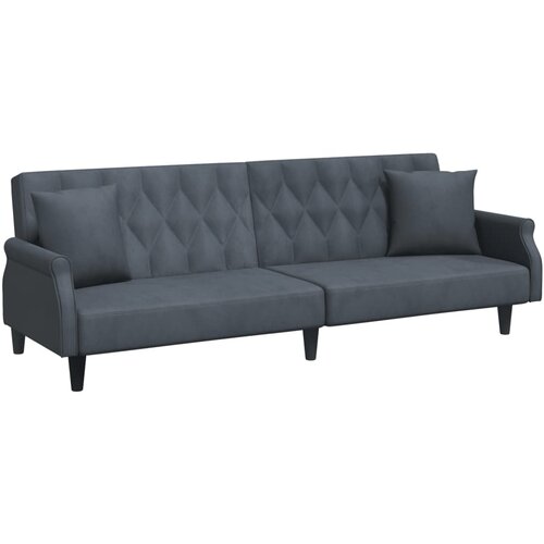 Maison Chic Raztegljiv kavč - Raztegljivi divan z naslonjali za roke temno sivo žamet, (21729266) Slike
