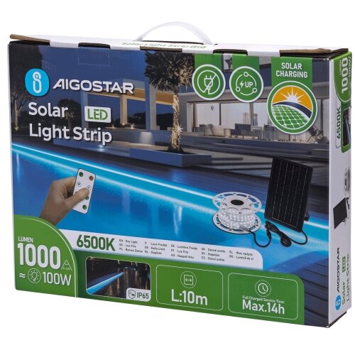 Aigostar LED prigu&amp;scaron;iva solarna traka LED/20W/3,2V 20 m 2700K IP65 + daljinski upravljač Slike