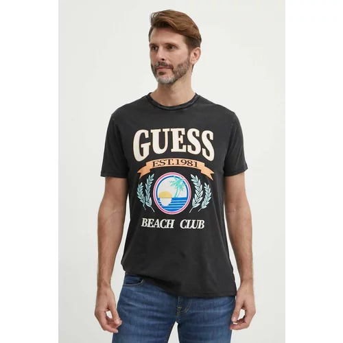 Guess Bombažna kratka majica moška, črna barva, M4GI57 K9RM1