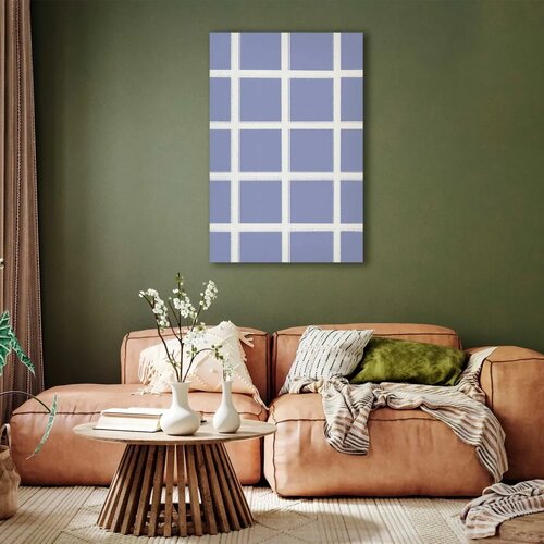  Slika - Lines and Symmetry - Expressive White Grid on a Blue Background 80x120 Na talijanskom platnu Slike