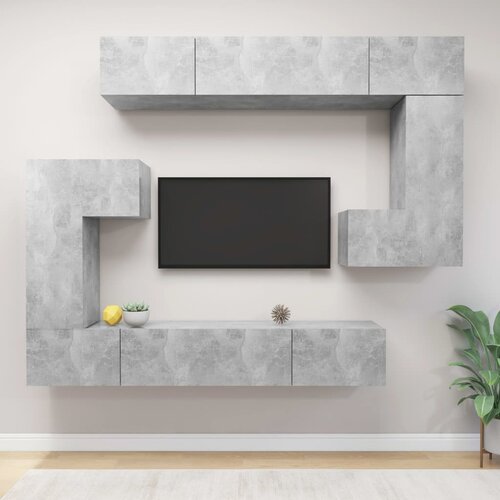 The Living Store Komplet TV omaric 8-delni betonsko siv konstruiran les - Komplet TV Omaric, (21624820) Cene