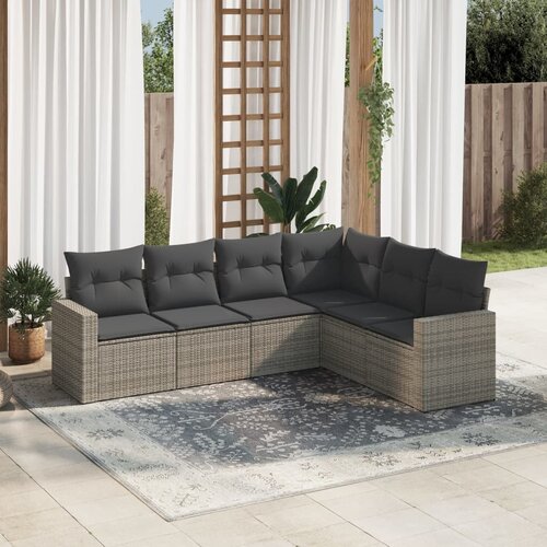 vidaXL 6-dijelni set vrtnih sofa od poliratana s jastucima sivi Cijene