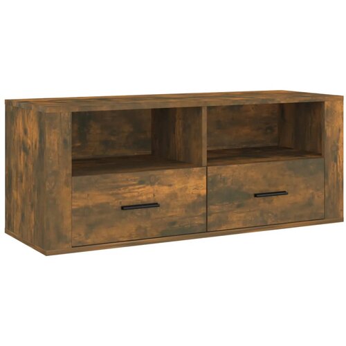 Maison Chic TV omarica - TV stojalo - Televizijska omarica dimljeni hrast 100x35x40 cm inženirski les, (21700659) Slike