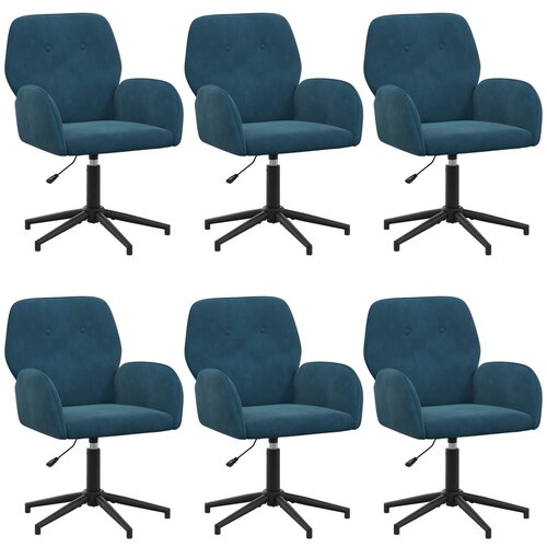 VidaXL Vrteči pisarni&amp;scaron;ki stoli 6 kos 54 x 55 x 90 cm Modra Žamet, (5000302347) Slike