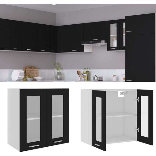 vidaXL Viseći stakleni ormarić crni 60 x 31 x 60 cm od iverice Cijene