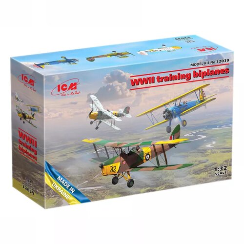 ICM model kit aircraft - wwii training biplanes (bücker Bü 131D, DH.82A tiger moth, stearman PT-17) 1:32 Slike