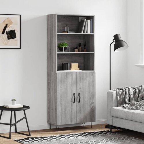 The Living Store Visoka komoda siva sonoma 69,5x34x180 cm inženirski les - Visoka Omara, (21431144) Slike