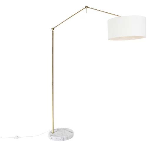 QAZQA Moderna talna svetilka zlata z belim senčnikom 50 cm nastavljiva - Editor