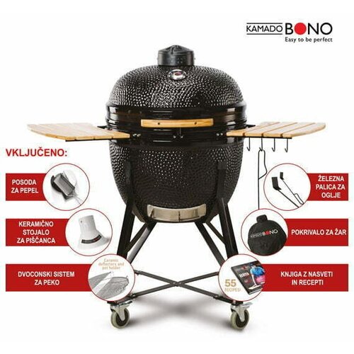 Kamado BONO Ro&scaron;tilj na drveni ugljen Kamado Grande Limited (Promjer povr&scaron;ine ro&scaron;tilja: 56 cm, Crna) Cijene