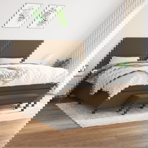 The Living Store Box spring postelja z vzmetnico temno rjava 180x200 cm blago - Box Spring Postelja, (21518437) Slike