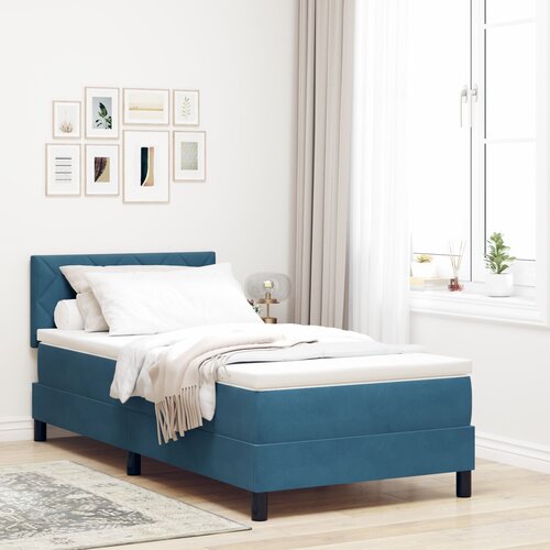 VidaXL Box Spring Krevet s Madracem Tamnoplavi 90x200 cm Bar&amp;scaron;un Slike