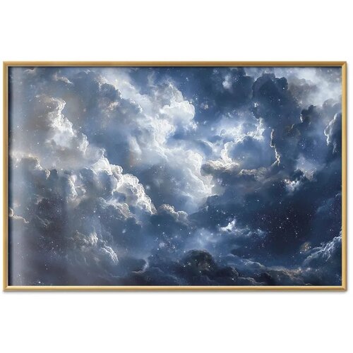  Plakat Astronomical Wonders: Clouds and Stars in Harmonious Union 30x21 Zlatni okvir Slike