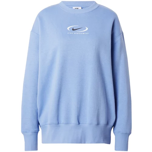 Nike Sportswear Sweater majica 'PHOENIX FLEECE' golublje plava / crna / bijela