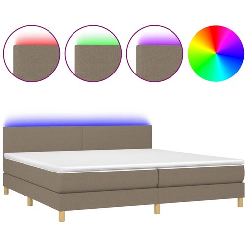 VidaXL Box spring postelja z vzmetnico LED taupe 200x200 cm blago, (20896797) Slike