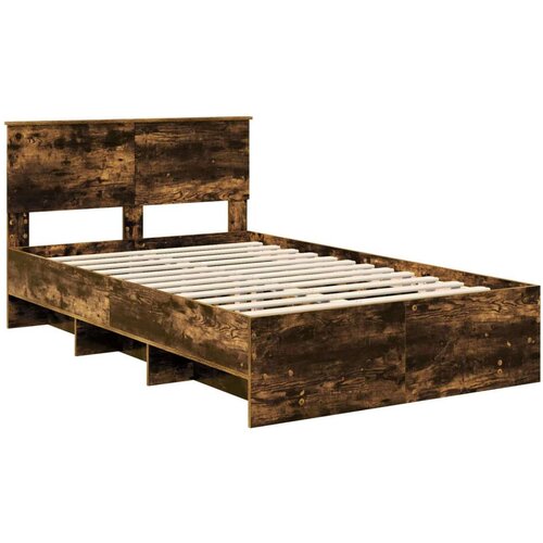  Okvir za krevet s uzglavljem Dimljeni hrast 120 x 123 cm - Dimljeni hrast 120 x 190 cm Slike