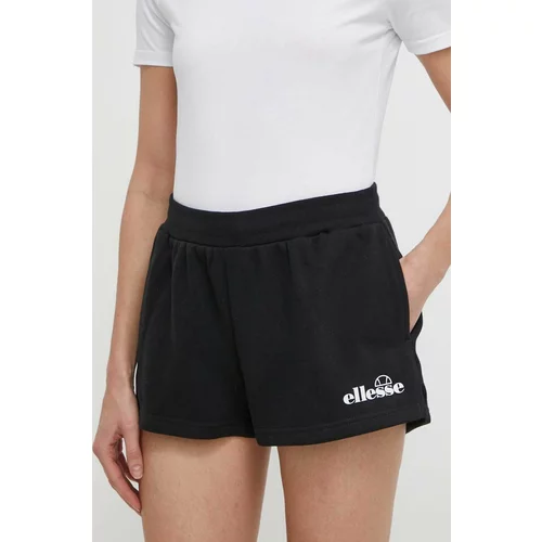 Ellesse Kratke hlače Kyrana Short za žene, boja: crna, s tiskom, srednje visoki struk, SGP16456