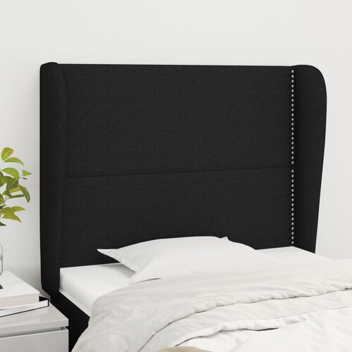  Uzglavlje s ušima crno 93x23x118/128 cm od tkanine Cene
