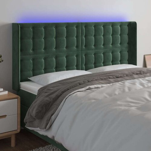  LED posteljno vzglavje temno zeleno 183x16x118/128 cm žamet Cene