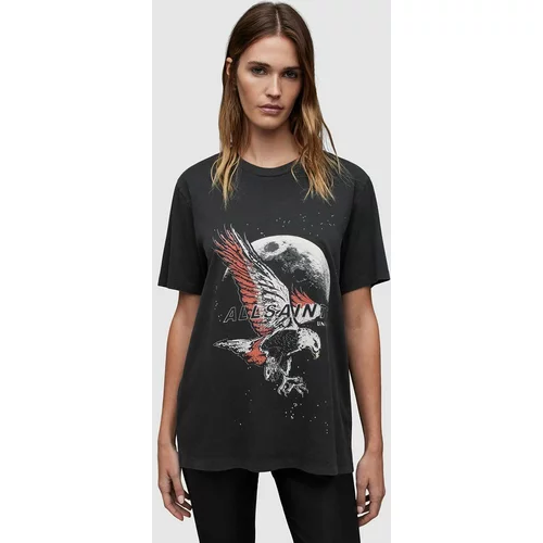 AllSaints Bombažna kratka majica STARDUST ženska, črna barva