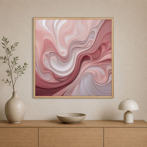 Wallxpert uramljena slika na platnu Cc-K-Ah-1012, apstraktni fluidni talasi u roze i bordo tonovima, 60 x 60 cm Cene