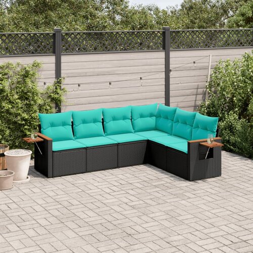 vidaXL 6-dijelni set vrtnih sofa od poliratana s jastucima crni Cijene