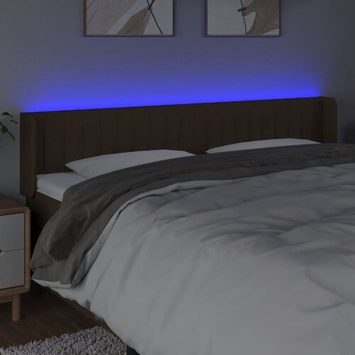  LED uzglavlje tamnosmeđe 203x16x78/88 cm od tkanine Slike