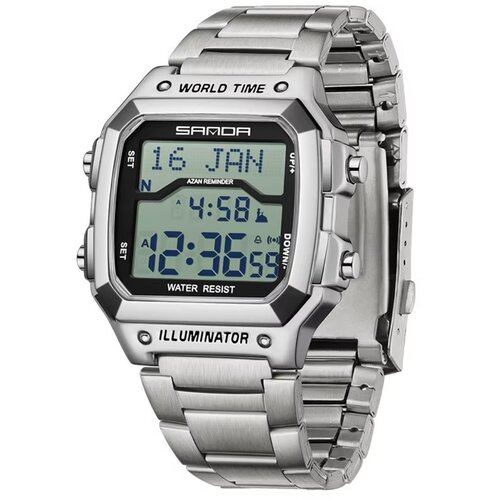 Sanda Digitalni sat AB-41777 - Srebrni Slike