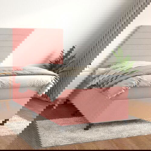  The Living Store Box spring postelja z vzmetnico roza 80x200 cm žamet - Box Spring Postelja, (21492317) Slike
