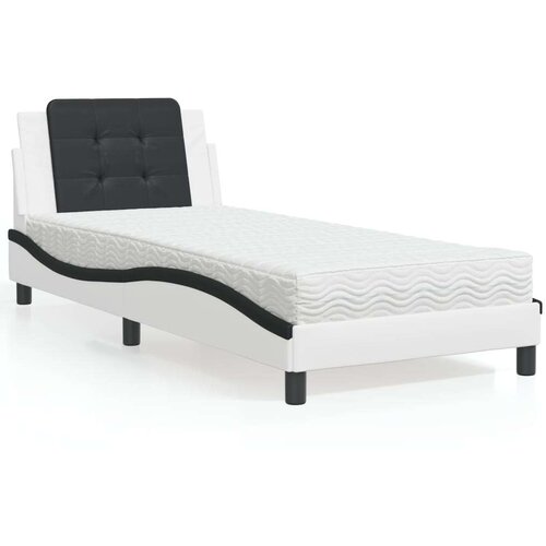 VidaXL Krevet s madracem bijelo-crni 80 x 200 cm od umjetne kože Slike