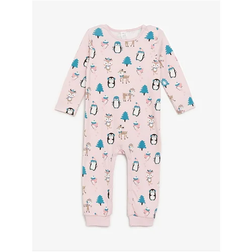 LC Waikiki Lcw Crew Neck Long Sleeve Printed Baby Girl Jumpsuit