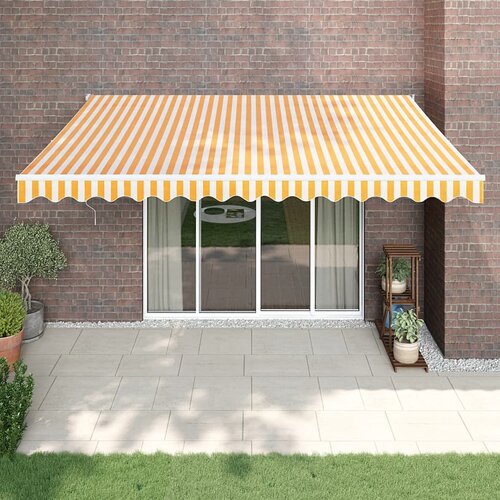 vidaXL zložljiva tenda rumena in bela 4x3 m blago in aluminij Cene