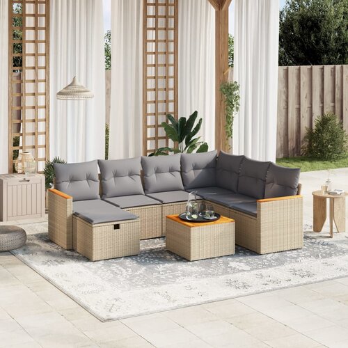 vidaXL 8-dijelni set vrtnih sofa s jastucima bež od poliratana Cijene