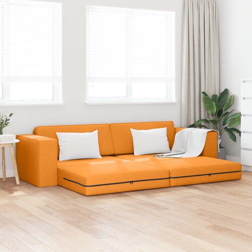 vidaXL floor kavč postelja 2-v-1 temno rumena 245x150x60.5 cm tkanina Cene