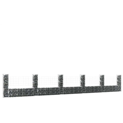  Gabionska ko&amp;scaron;ara U-oblika sa 6 stupova 620x20x100 cm željezna Slike