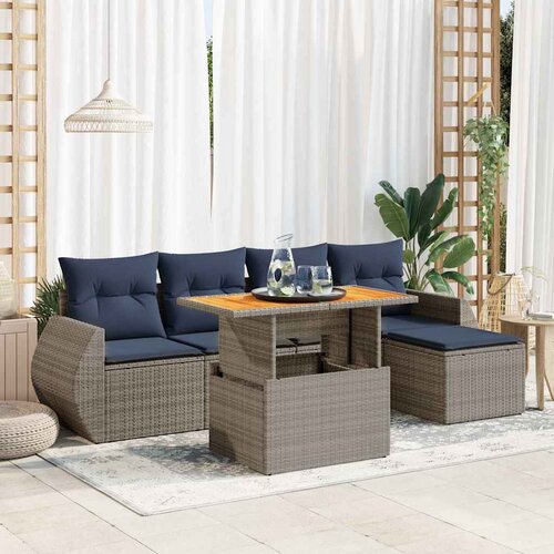 vidaXL 6-dijelni set vrtnih sofa od poliratana s jastucima sivi Cijene