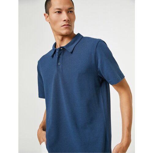 Koton Basic T-Shirt Polo Neck Buttoned Short Sleeves Cene