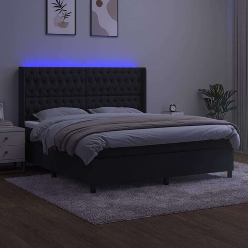  Box spring s madracem LED crni 160x200 cm bar&amp;scaron;un Slike
