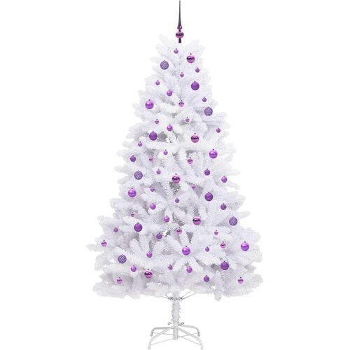  Umjetno božićno drvce s nogom Bijela 210 cm PVC i čelik Slike