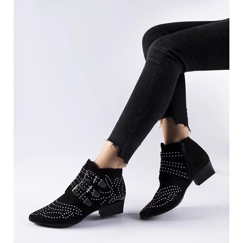 Gemre Black decorative ankle boots with low block heel Forever Slike