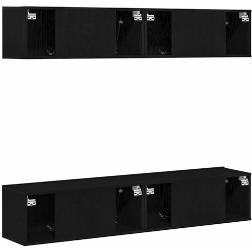  Set TV komoda Zidne 4 pcs Crni hrast 80 x 30 x 30 cm Slike