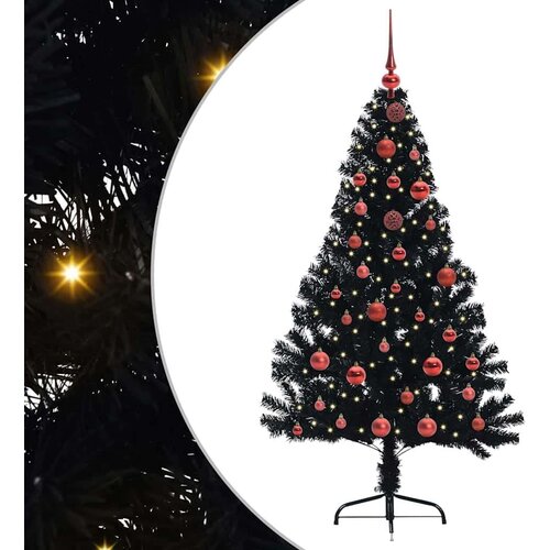 VidaXL Umjetno predsvijetljeno božićno drvce Crna 150 cm PVC Slike