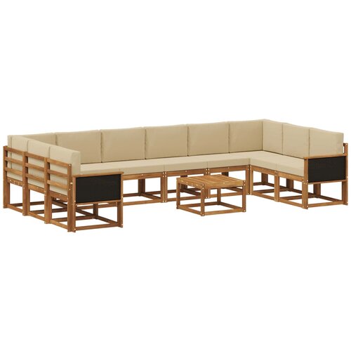 vidaXL Zunanja garnitura za sedenje z blazino 11 pcs Naravna in bež, (5000280066) Cene