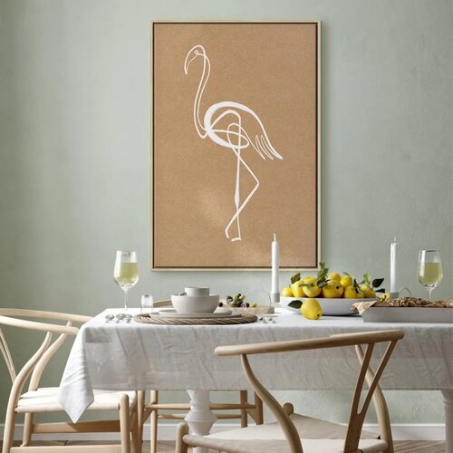  Slika - White Flamingo (1 Part) Vertical 40x60 U prirodnom drvenom okviru Slike