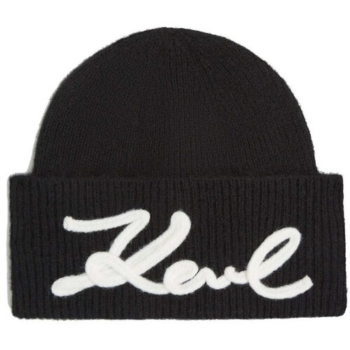 Karl Lagerfeld K SIGNATURE CROCHET BEANIE Crna Slike